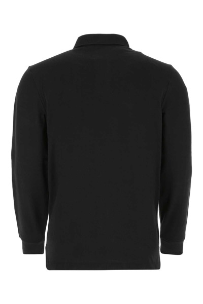 Shop Ralph Lauren Logo Embroidered Long Sleeve Polo Shirt In Polo Black