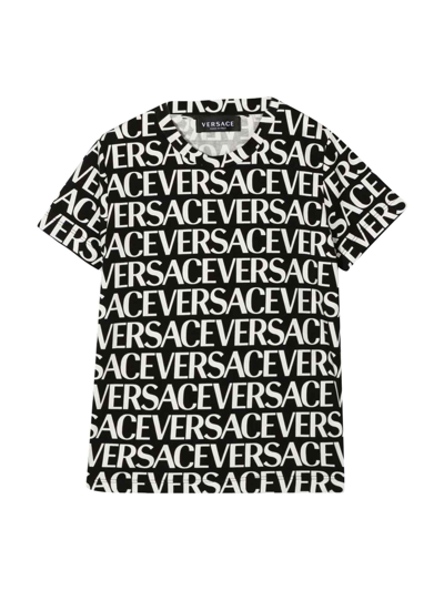 Shop Versace Black T-shirt Unisex Kids In Nero/bianco