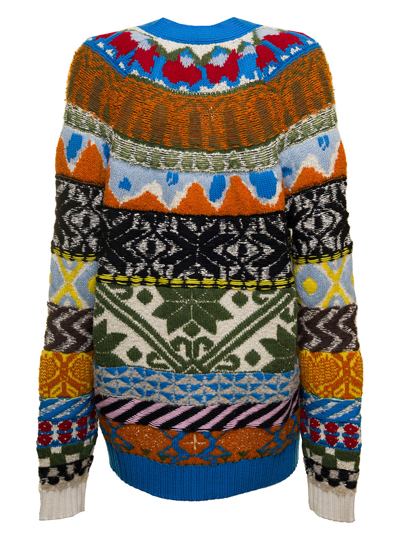Dsquared2 Cardigan With Graphic Print In Multicolored Wool Woman D-squared2 In Multicolor