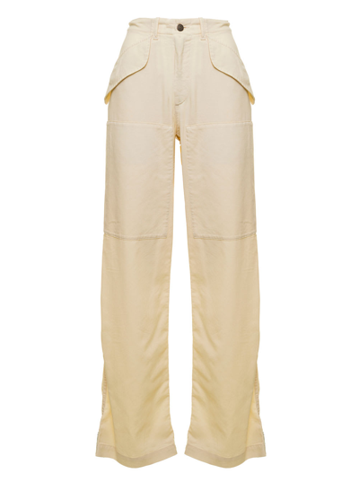 Etro Wide Leg Nina Virgin Wool Pants In White