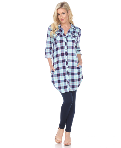 Shop White Mark Women's Piper Stretchy Plaid Tunic In Light Gree