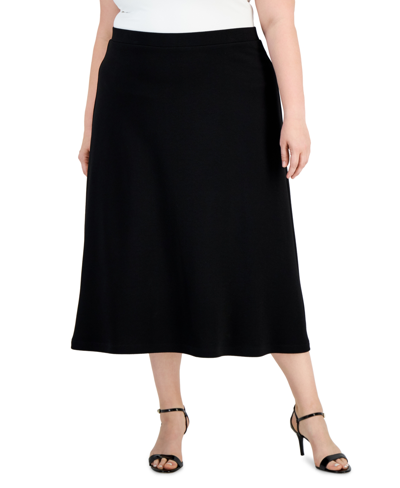 Shop Kasper Plus Size Cross-hatch Skirt In Black