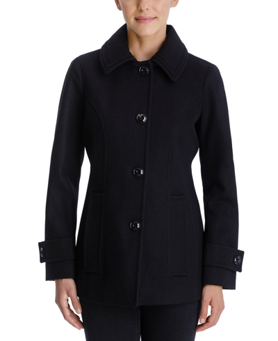 Shop London Fog Women's Single-breasted Peacoat In Black