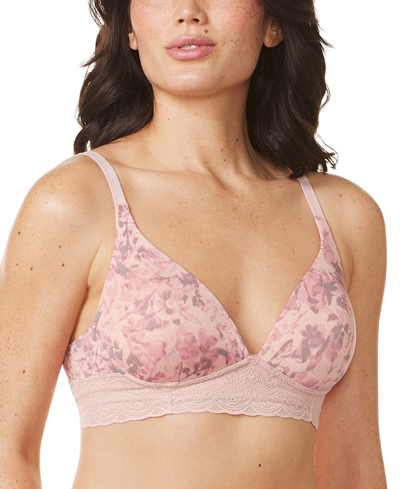 Cloud 9 Wire-free Bra Ro5691a In Silver Pink Melted Floral Print