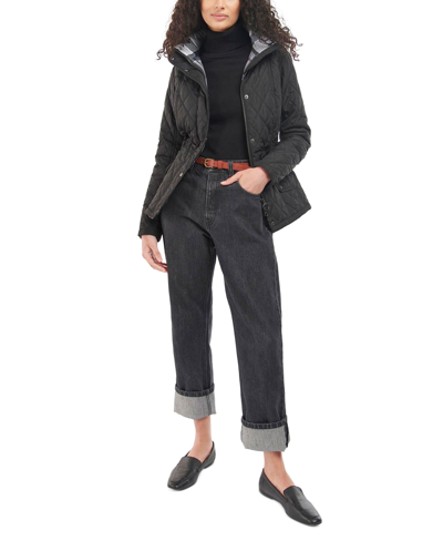 Shop Barbour Women's Millfire Hooded Quilted Coat In Black Classic