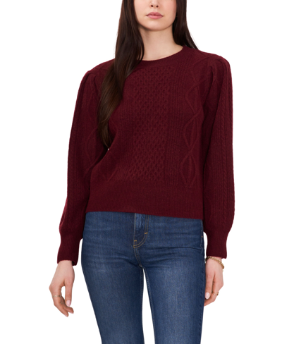 Shop 1.state Variegated Cables Crewneck Sweater In Windsorwine