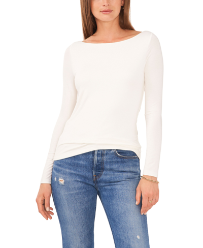 Shop 1.state Women's Long Sleeve Cowl With Cross Strap Top In Soft Ecru