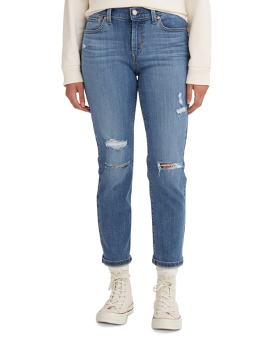 Shop Levi's Women's Relaxed Boyfriend Tapered-leg Jeans In Lapis Holiday