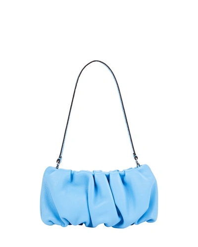 Shop Staud Bean Ruched Leather Bag In Blue-med