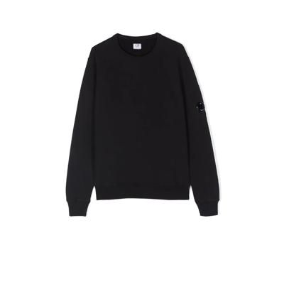 Shop C.p. Company Teen Lens-embellished Fleece Sweatshirt In Black