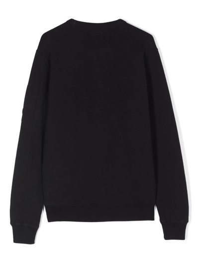 Shop C.p. Company Teen Lens-embellished Fleece Sweatshirt In Black