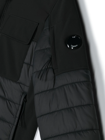 Shop C.p. Company Lens-detail Hooded Puffer Jacket In Black