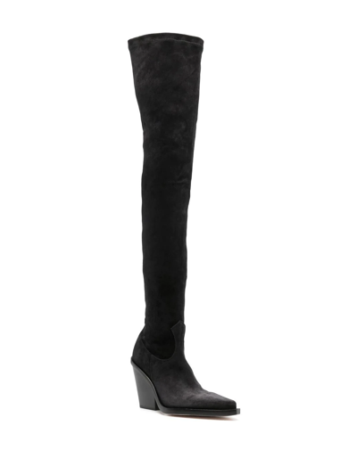 Paris Texas Black Vegas 100 Suede Thigh-high Boots In Black