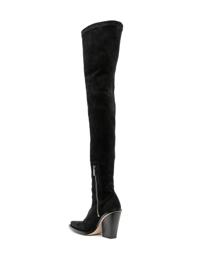 Paris Texas Black Vegas 100 Suede Thigh-high Boots In Black