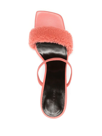 Shop By Far Ada Shearling-strap Mules In Pink