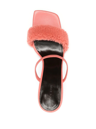 By Far Pink Ada 100 Shearling Sandals In Pink