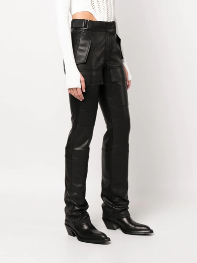 Shop Misbhv Straight Leg Faux-leather Trousers In Black