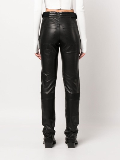 Misbhv Black Moto Vegan Leather Straight Leg Trousers In Black