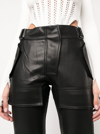 Misbhv Black Moto Vegan Leather Straight Leg Trousers In Black