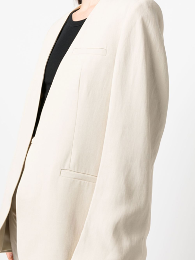 Shop Totême Collarless Single-breasted Blazer In Neutrals