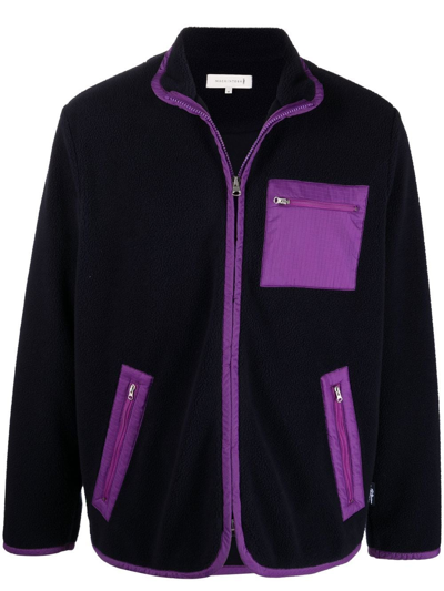 Shop Mackintosh Zip-up Fleece Jacket In Blue