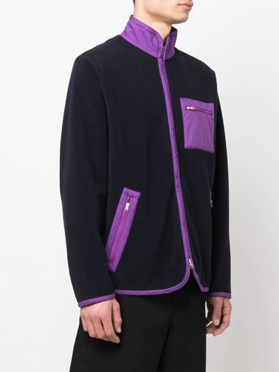 Shop Mackintosh Zip-up Fleece Jacket In Blue