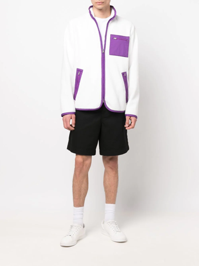 Shop Mackintosh Zip-up Fleece Jacket In White