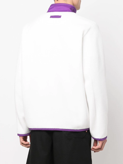 Shop Mackintosh Zip-up Fleece Jacket In White