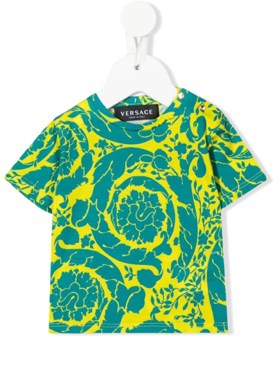 Shop Versace Baroque-print T-shirt In Yellow