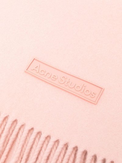 Acne Studios Logo-patch Wool Scarf In Pink