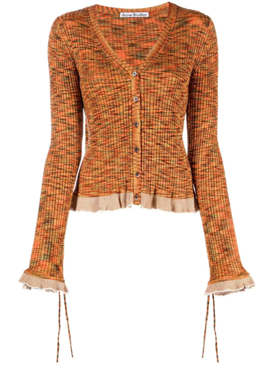 Acne Studios Ribbed Cardigan In Orange,multi | ModeSens 