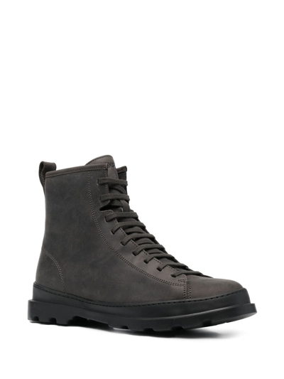 Shop Camper Brutus Leather Ankle Boots In Grey