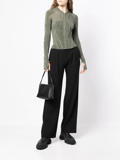 Shop Dion Lee Chenille Intarsia Zipped Hoodie In Green