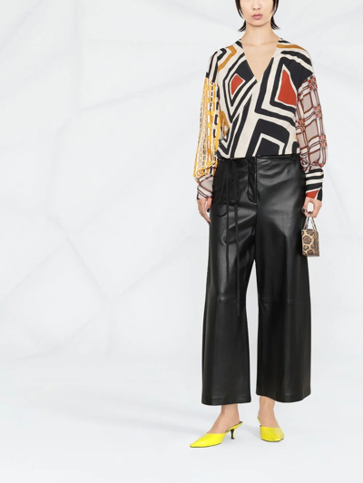 Dsquared2 Geometric-print Wrap-front Blouse In Neutrals