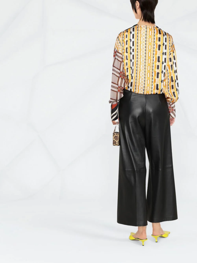 Dsquared2 Geometric-print Wrap-front Blouse In Neutrals