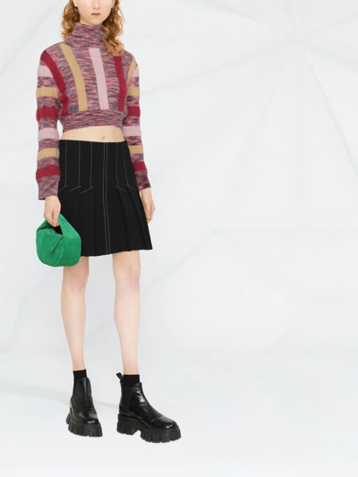 Dsquared2 Striped Turtleneck Cropped Sweater In Red