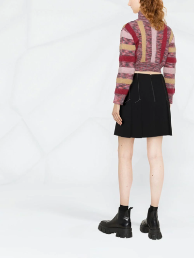 Dsquared2 Striped Turtleneck Cropped Sweater In Red