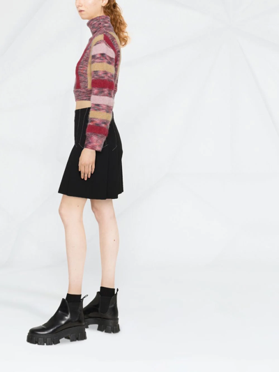 Dsquared2 Striped Turtleneck Cropped Sweater In Red
