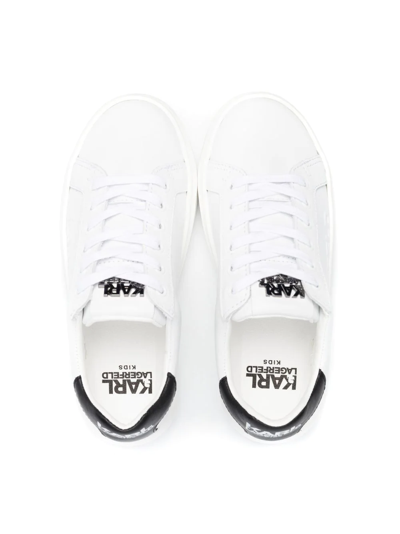 Shop Karl Lagerfeld Logo-embossed Leather Sneakers In White