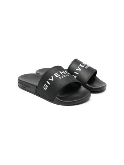 Shop Givenchy Logo-print Slides In Black