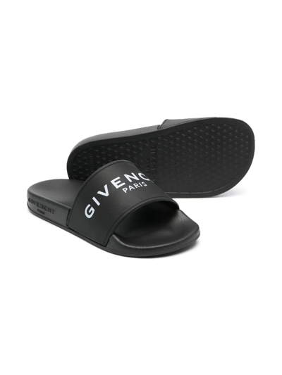 Shop Givenchy Logo-print Slides In Black