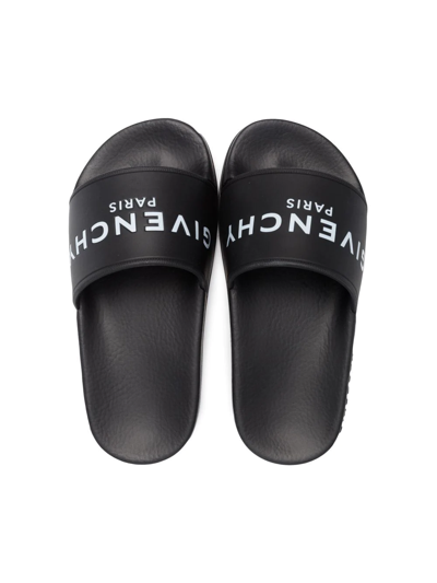 Shop Givenchy Logo-print Slides In Black