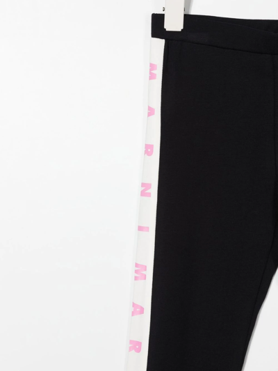 Shop Marni Teen Logo Side-stripe Leggings In 0m803