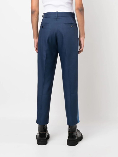 Viktor & Rolf Embroidered-logo Cropped Trousers In Blue