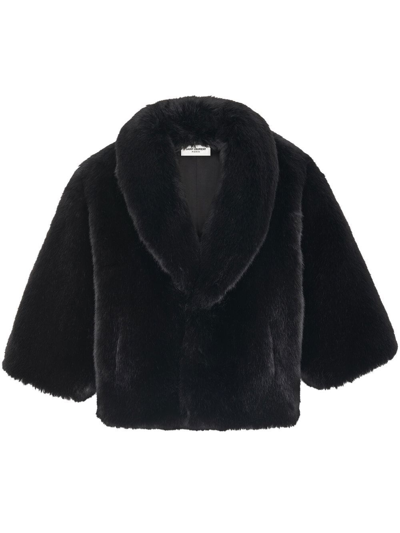 Shop Saint Laurent Shawl-lapel Faux-fur Jacket In Black