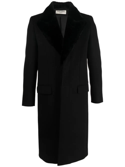 Shop Saint Laurent Long-line Single-breasted Coat In Black