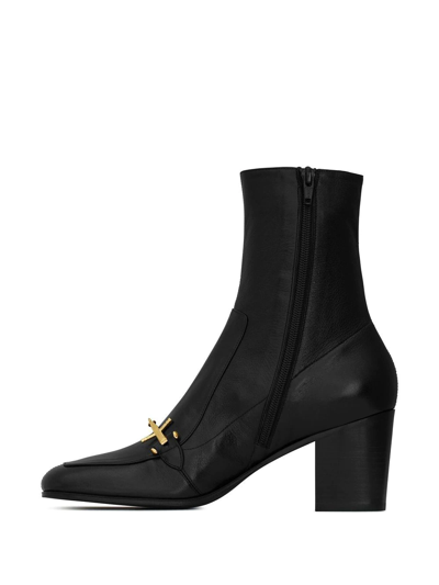 Shop Saint Laurent Elbio 75 Ankle Boots In Black