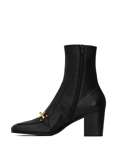 Saint Laurent Beau Square Toe Boots In Black