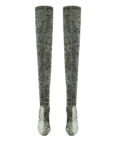 Shop Saint Laurent Ella 110mm Thigh-high Boots In Green