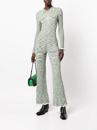 Simkhai Grayson Slim-leg Mid-rise Knitted Trousers In Green
